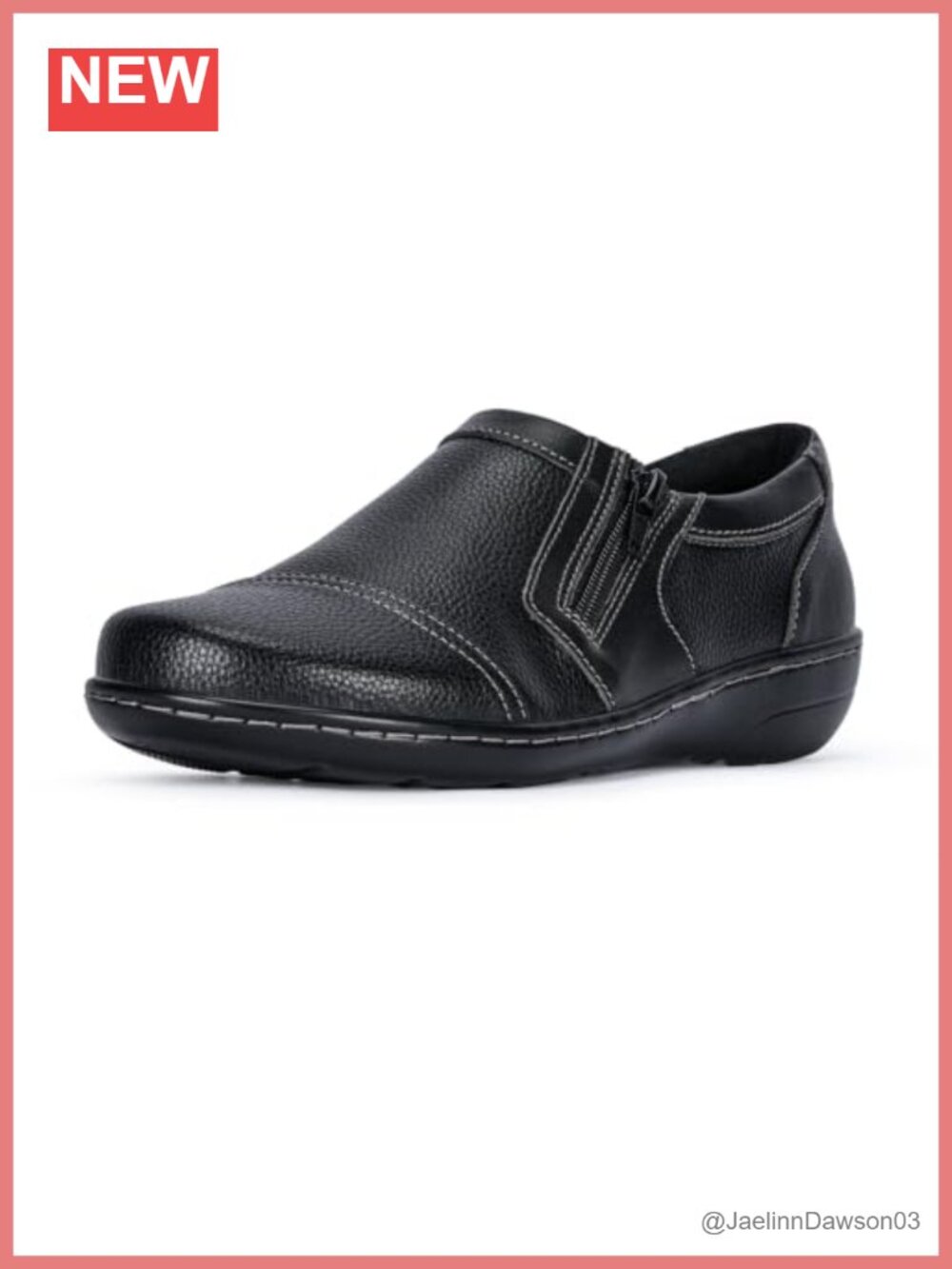 Women's Faux Leather Slip-On Loafer Flat with Side Zipper Office Work